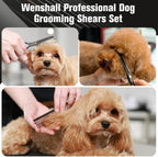 Wenshall seven inch titanium dog shears and comb kit organized in storage case