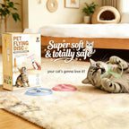 Electric interactive cat toy disc launcher with soft flexible spinners for indoor cats