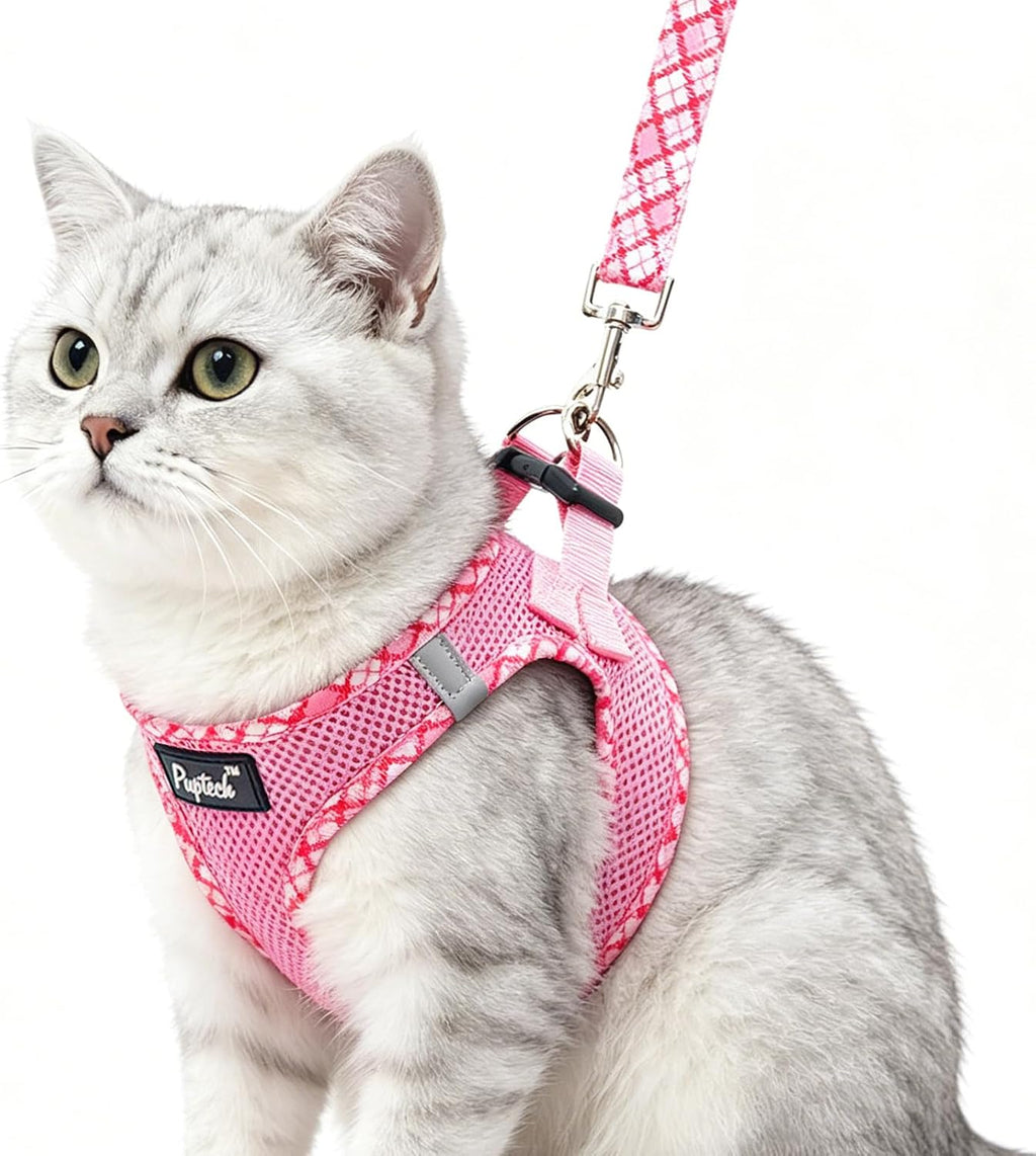 PUPTECK Cat Harness and Leash Set for Small Medium Cats, No Pull Step-in Soft Mesh Puppy Cat Vest Harnesses Reflective at Night, Green, S - Image 13