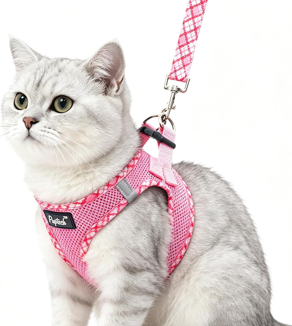 PUPTECK Cat Harness and Leash Set for Small Medium Cats, No Pull Step-in Soft Mesh Puppy Cat Vest Harnesses Reflective at Night, Green, S - Image 13
