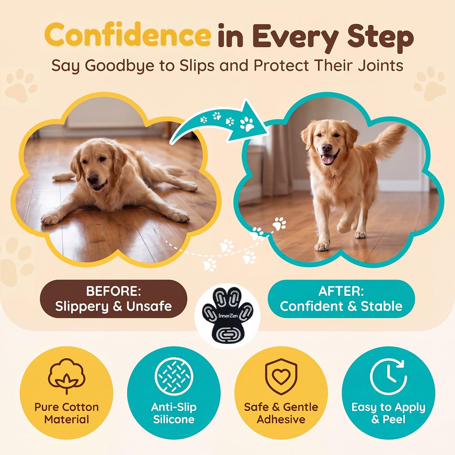 Dog paw wearing Innerzen non slip traction pads