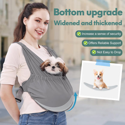 Grey hands free pet carrier with wide shoulder straps