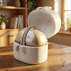 DMERHAC breast pump case front view showing premium grey exterior fabric and sturdy carry handle.