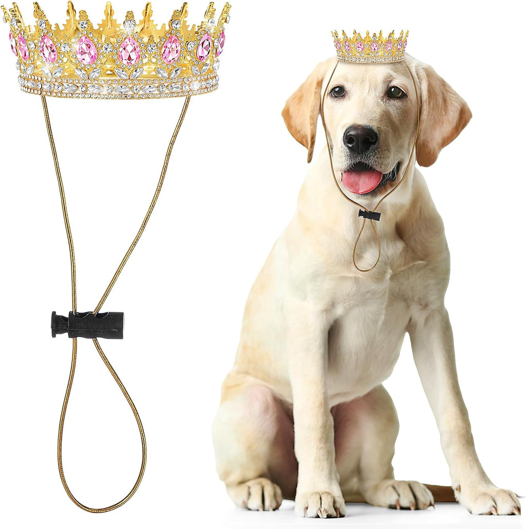 Abbylike Pet Rhinestone King Crown, Queen Crown for Birthday New Year Costume for Small Dog Cat Cosplay Party Accessories Adoption Celebration Wedding Birthday Photos Prop Costume(Pink,Small) - Image 13