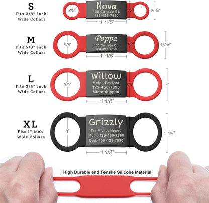 Customized stainless steel dog nameplate with silicone band