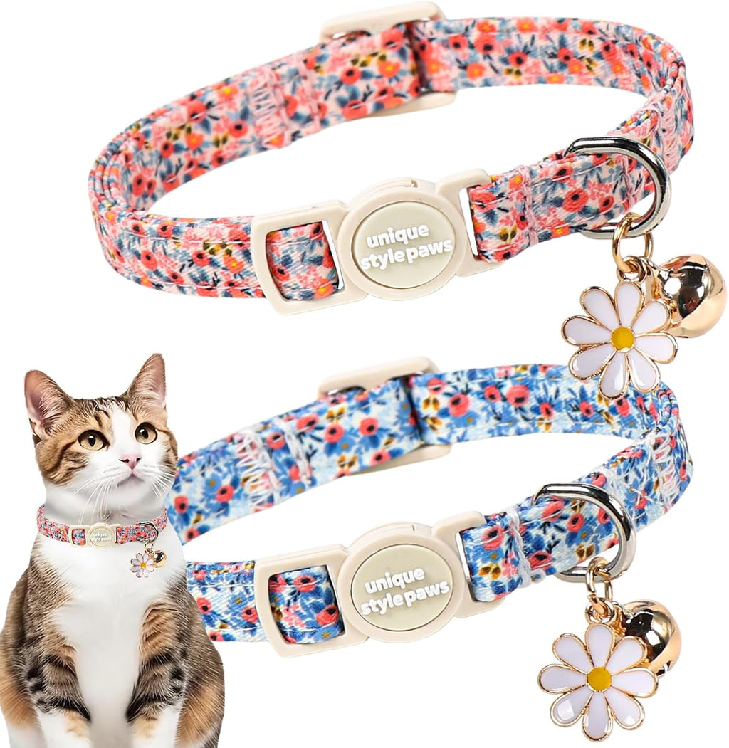 Unique style paws 2 Pack Valentine Kitten Collar Breakaway with Bell&Pendant, Adjustable Safety Colorful Love Heart Pink Bow Cat Cotton Collar for Girl Boy Cat and Small Pet - Image 11
