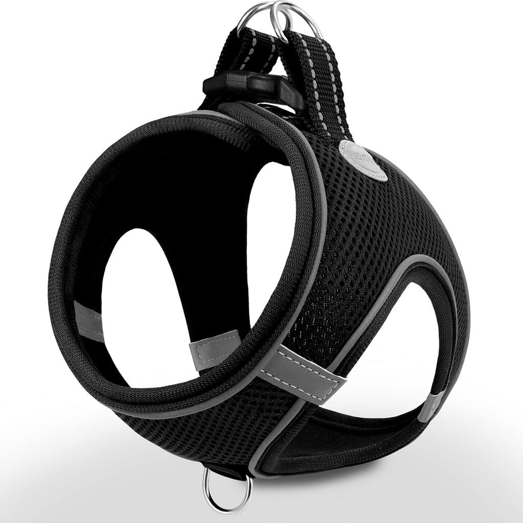 Joytale breathable mesh step-in dog harness black front view