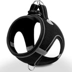 Joytale breathable mesh step-in dog harness black front view
