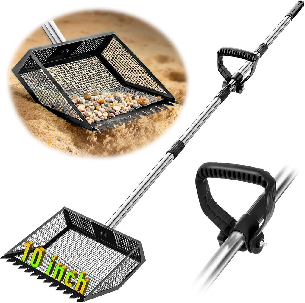 TOOGE Large Chicken Poop Scooper: 2-in-1 Metal Pooper Scooper & Rake Adjustable 62" Long Handle Stainless Steel Sand Sifting Litter Shovel Chicken Coop Scoop Cleaning Tool for Goat Yard Bright Green - Image 11