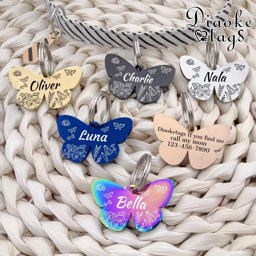 Durable personalized pet tags for large and small dogs showcasing size options.