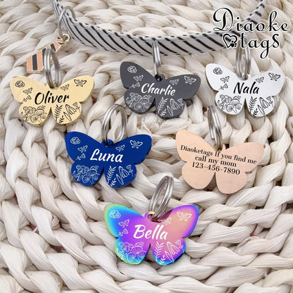 Durable personalized pet tags for large and small dogs showcasing size options.