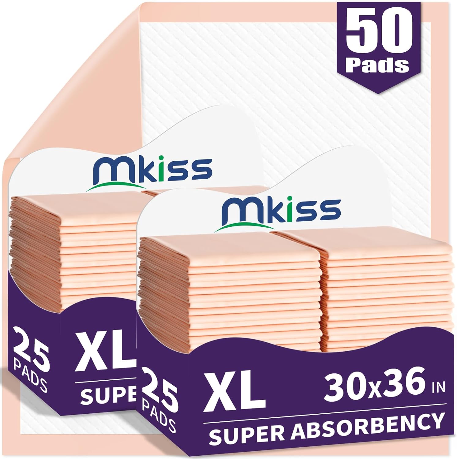 Mkiss disposable bed pads 50 count front packaging