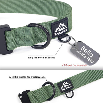 Large dog wearing dark green durable Tacwild collar