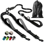 SparklyPets Double Dog Leash front view showing black reflective rope and padded handles