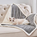 Pet Blankets for Cats - Waterproof Cat Blanket Washable - Sherpa Fleece Puppy Blanket, Soft Plush Reversible Throw Protector for Bed Couch Car Sofa, 25"X30", Grey - Image 1