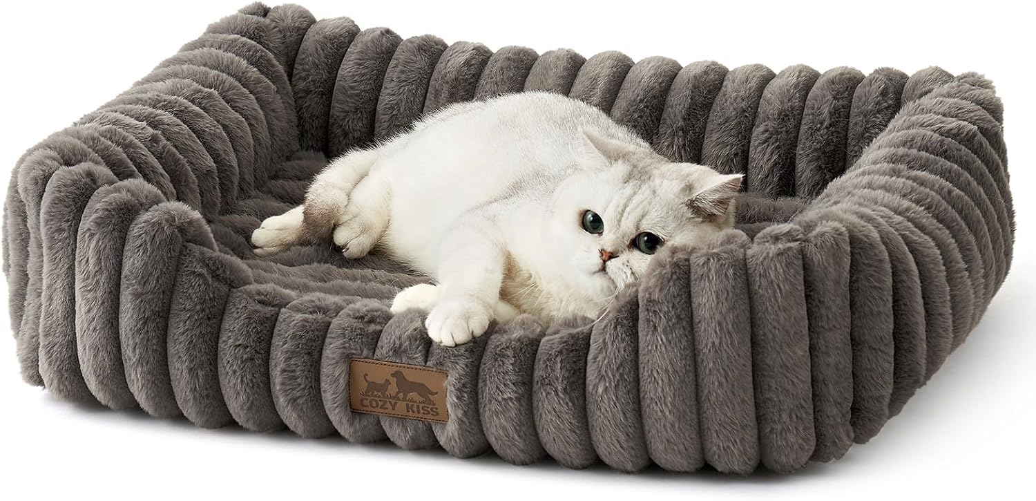 Orthopedic Dog Bed for Small Dogs & Cats - Washable Rectangle Pet Bed with Anti-Slip Bottom, Soft Calming Cat & Puppy Bed for Indoor Pets (25"x21"x6", Cream) - Image 10
