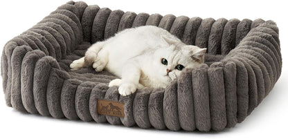 Orthopedic Dog Bed for Small Dogs & Cats - Washable Rectangle Pet Bed with Anti-Slip Bottom, Soft Calming Cat & Puppy Bed for Indoor Pets (25"x21"x6", Cream) - Image 10