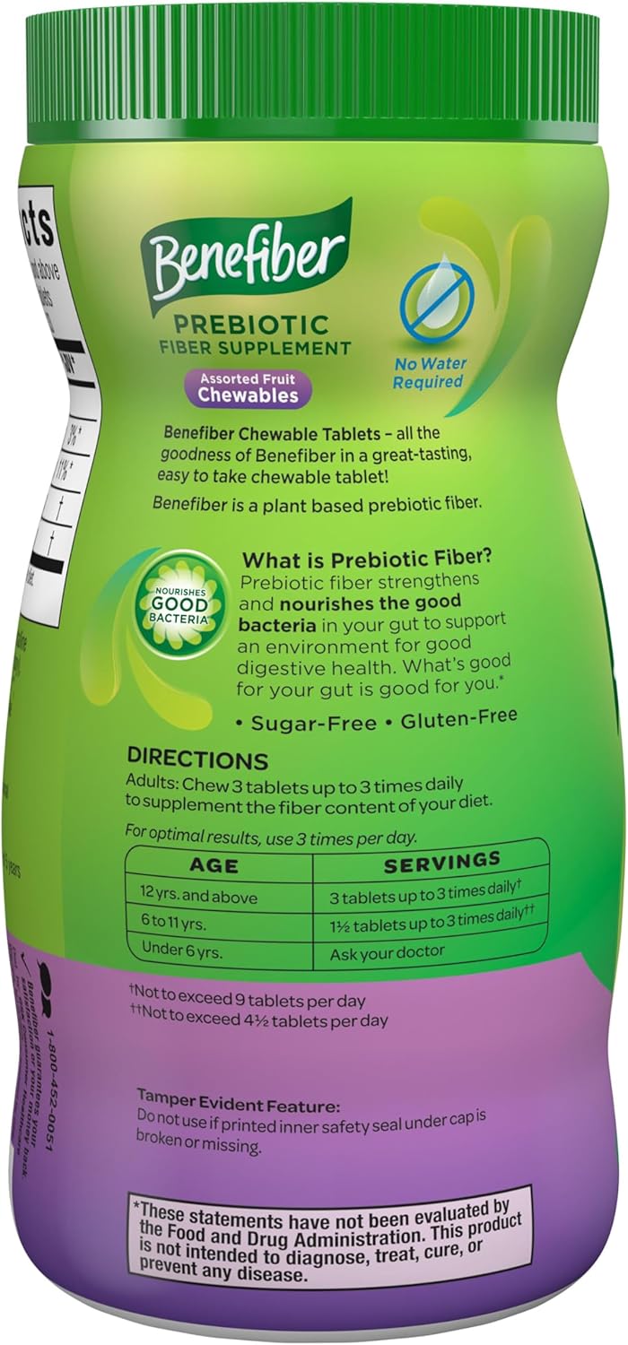 Benefiber Chewable Prebiotic Fiber Tablets, Assorted Fruit Flavors, 100 Ct - Image 14