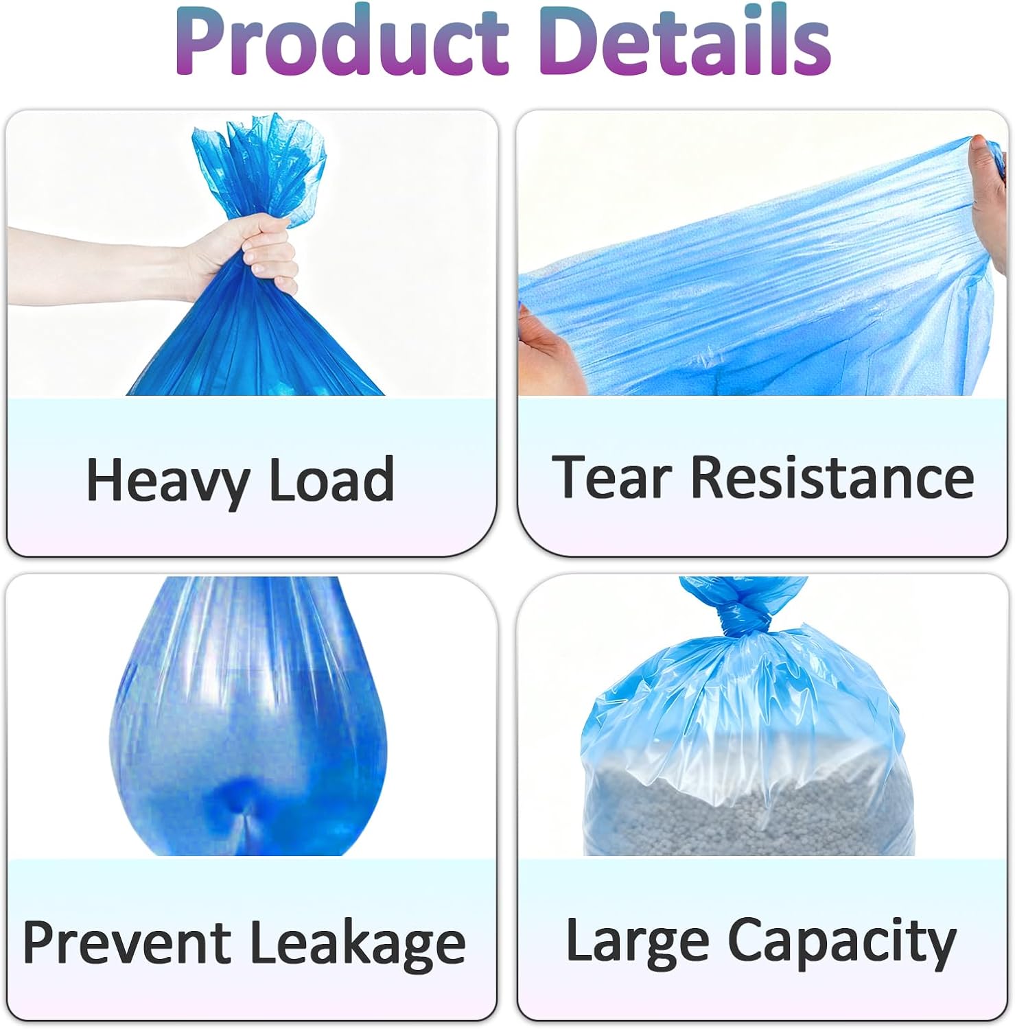 Heavy duty generic waste disposal bags for cat litter cartridge replacement.
