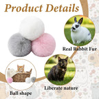 Abeillo artificial plush cat toy ball close up emphasizing the soft texture and pink color variation.