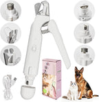 Deisunpet two in one pet nail clipper and grinder front view showing dual LED lights