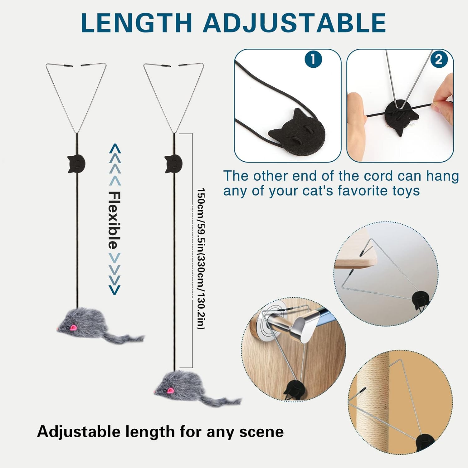 Durable elastic cord showing stretchability up to 1.8 meters.