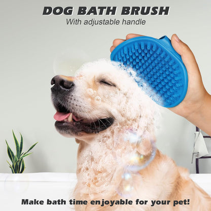 User holding UGNEL dog bath brush in hand