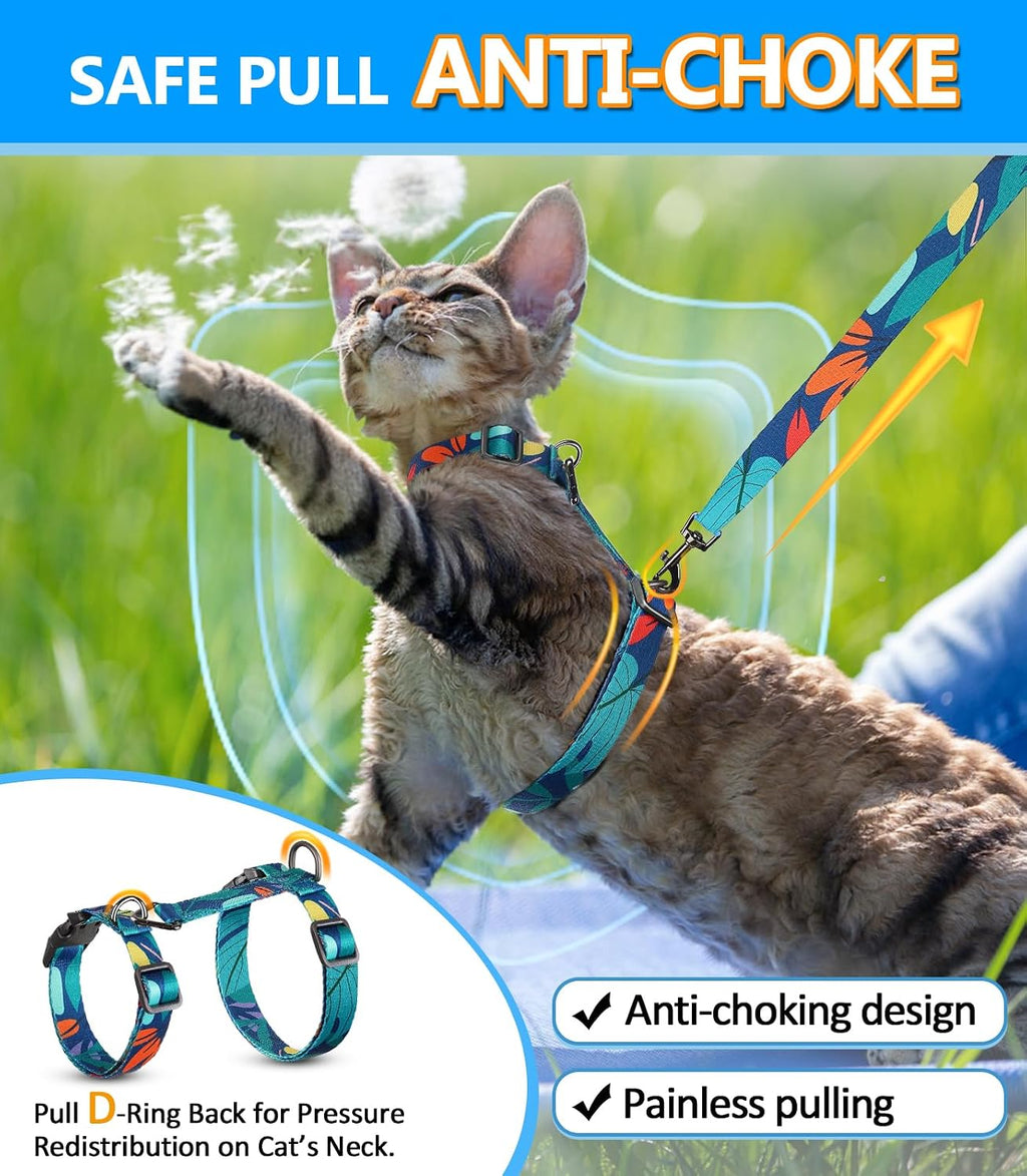 Halypet Cat Harness and Leash Set, 3-in-1 Adjustable & Lightweight, Escape-Proof, Comfortable Soft Kitten Harness for Large Cats, Safe, Easy to Wear, Outdoor Walking Travel - Image 9