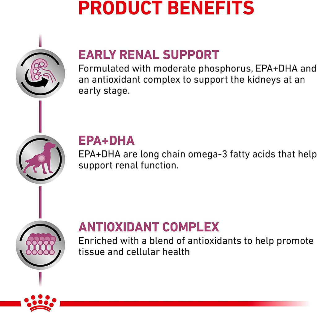 Authentic Royal Canin renal support dog food back of package info