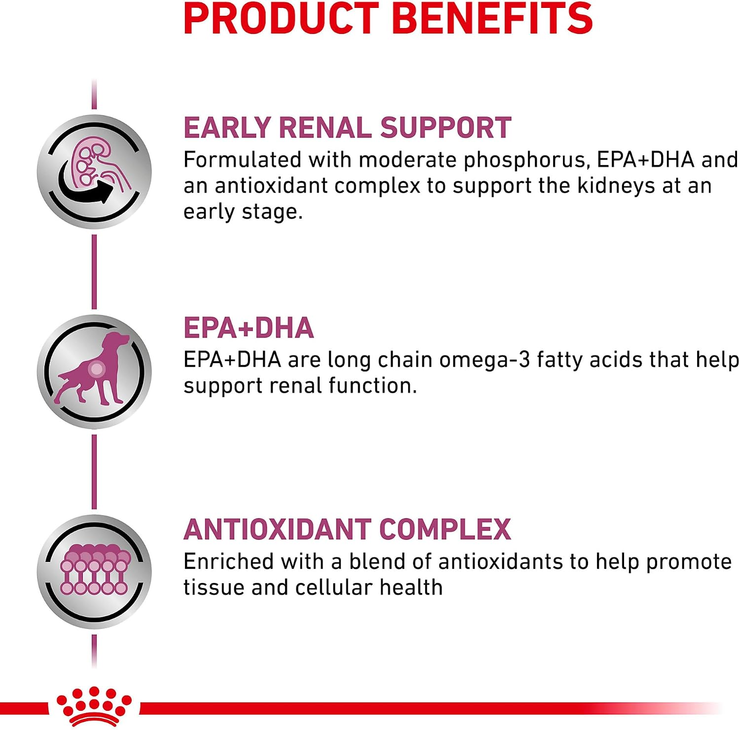 Authentic Royal Canin renal support dog food back of package info