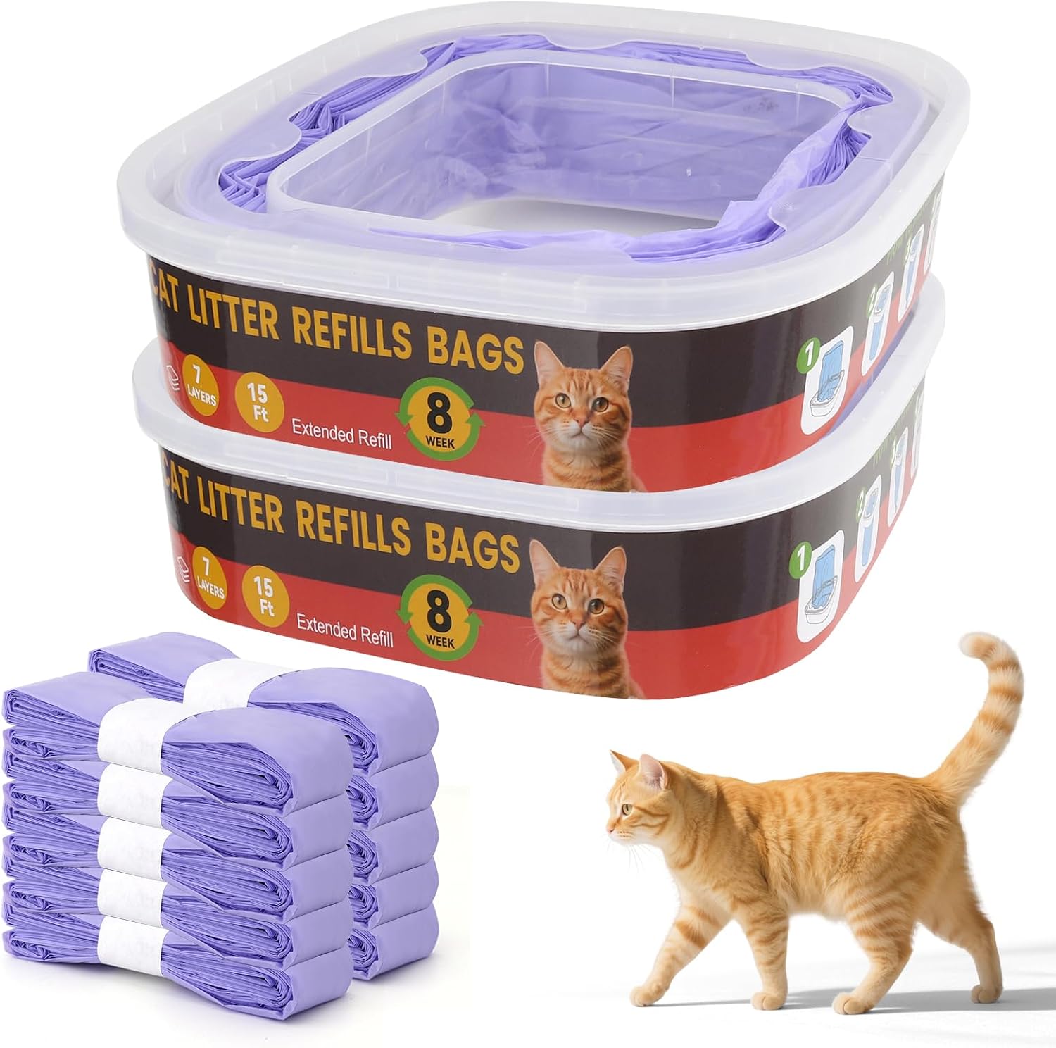 Egdusns cat litter refill bags 10 pack front view for odor control