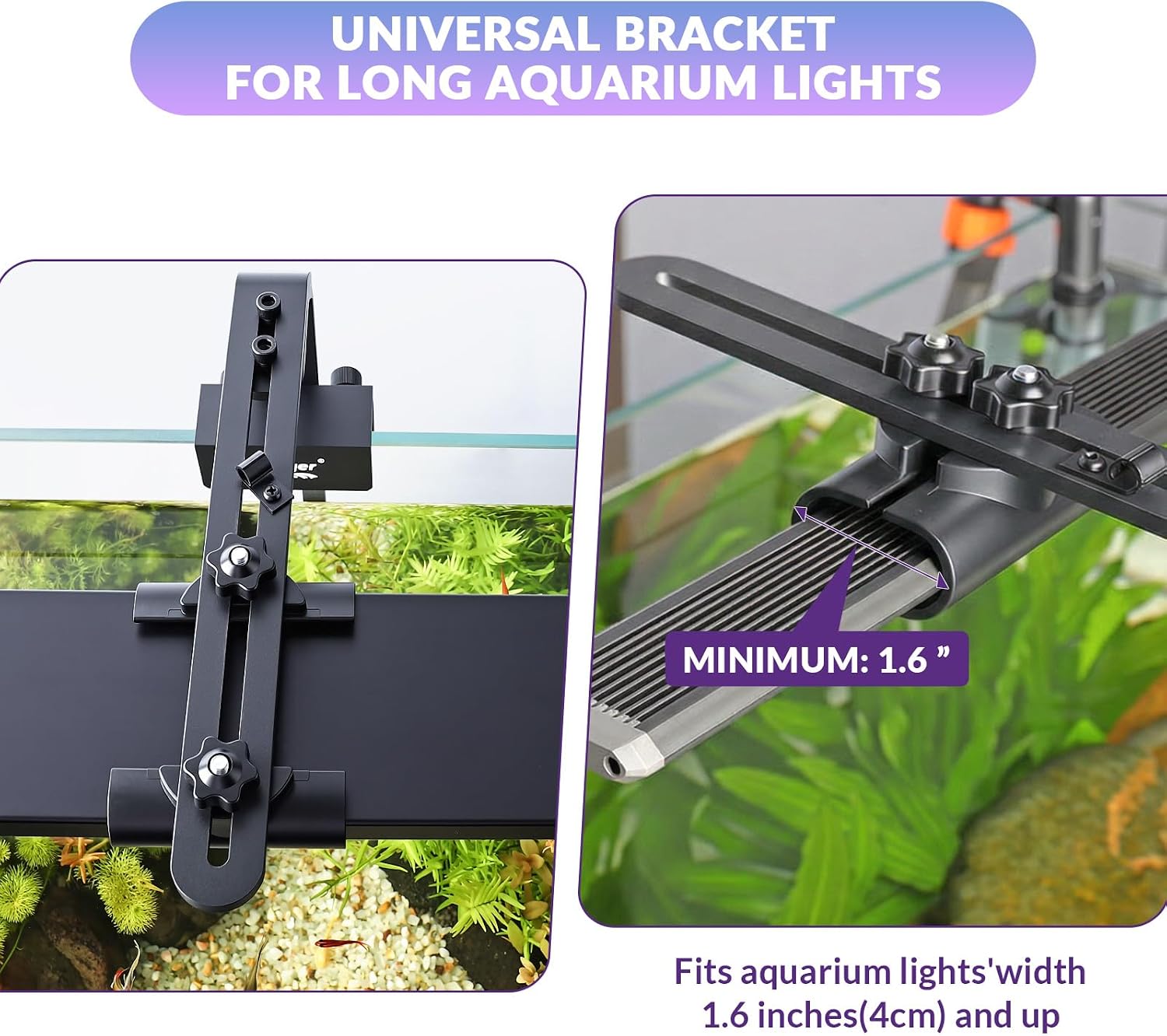 Hygger adjustable aluminum fish tank light bracket height adjustment mechanism close up