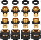 GardEasy garden hose quick connector 8 piece set front view showing male and female brass fittings.