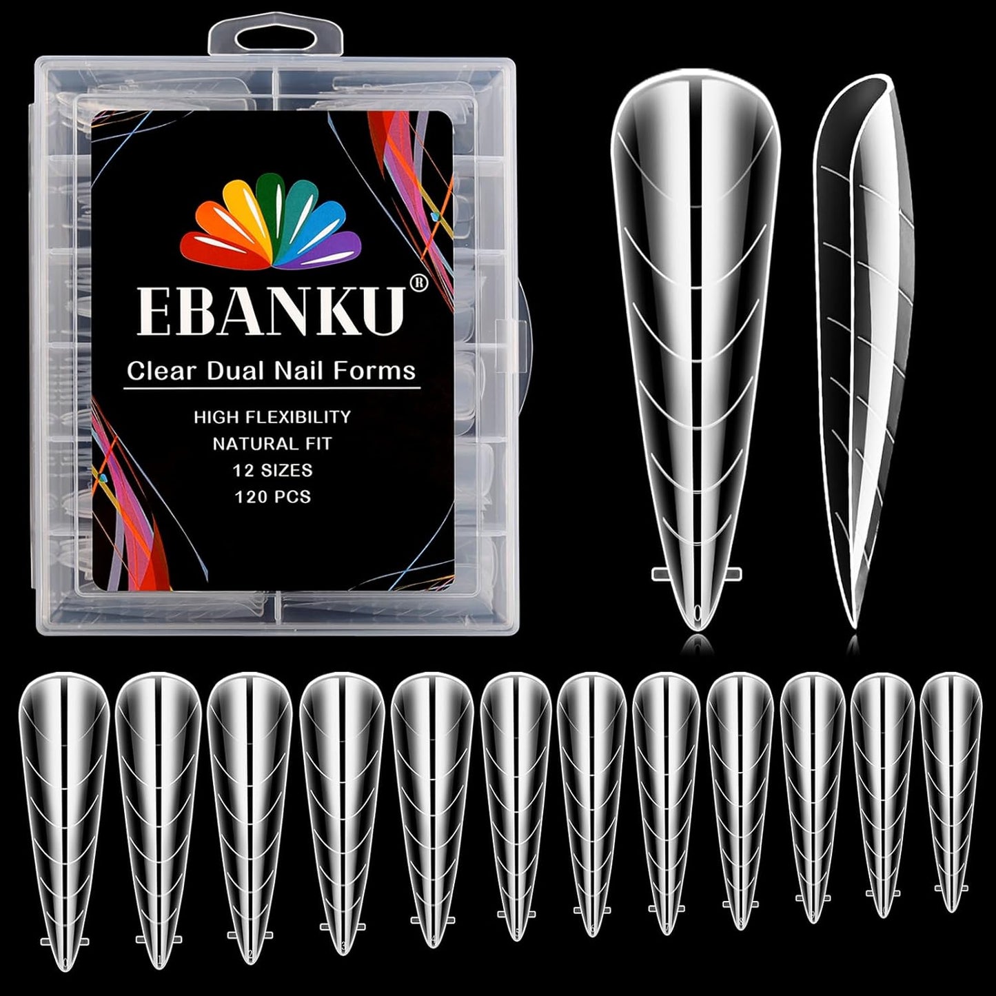 Ebanku dual nail forms for poly extension gel front view