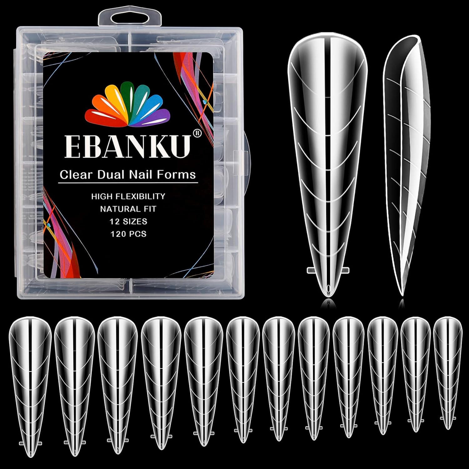 Ebanku dual nail forms for poly extension gel front view