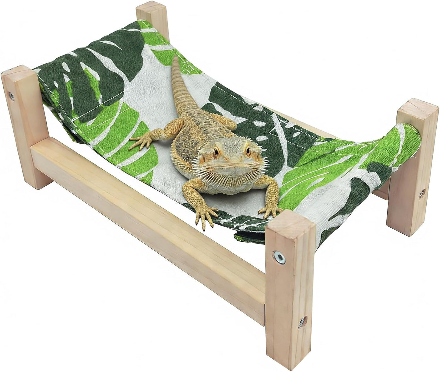 Tfwadmx bearded dragon wooden bed front view elevated reptile lounge hammock