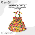 Parisian Pet Hawaiian Dog Dress back view displaying the integrated leash hole