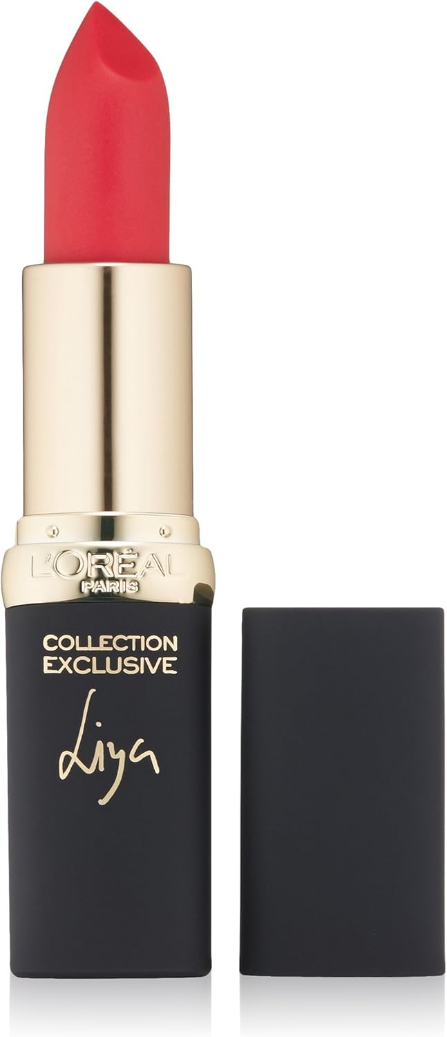 L'Oreal Colour Riche satin lipstick matte black packaging with gold logo accent
