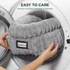 Grey round pet bed for indoor cats and kittens