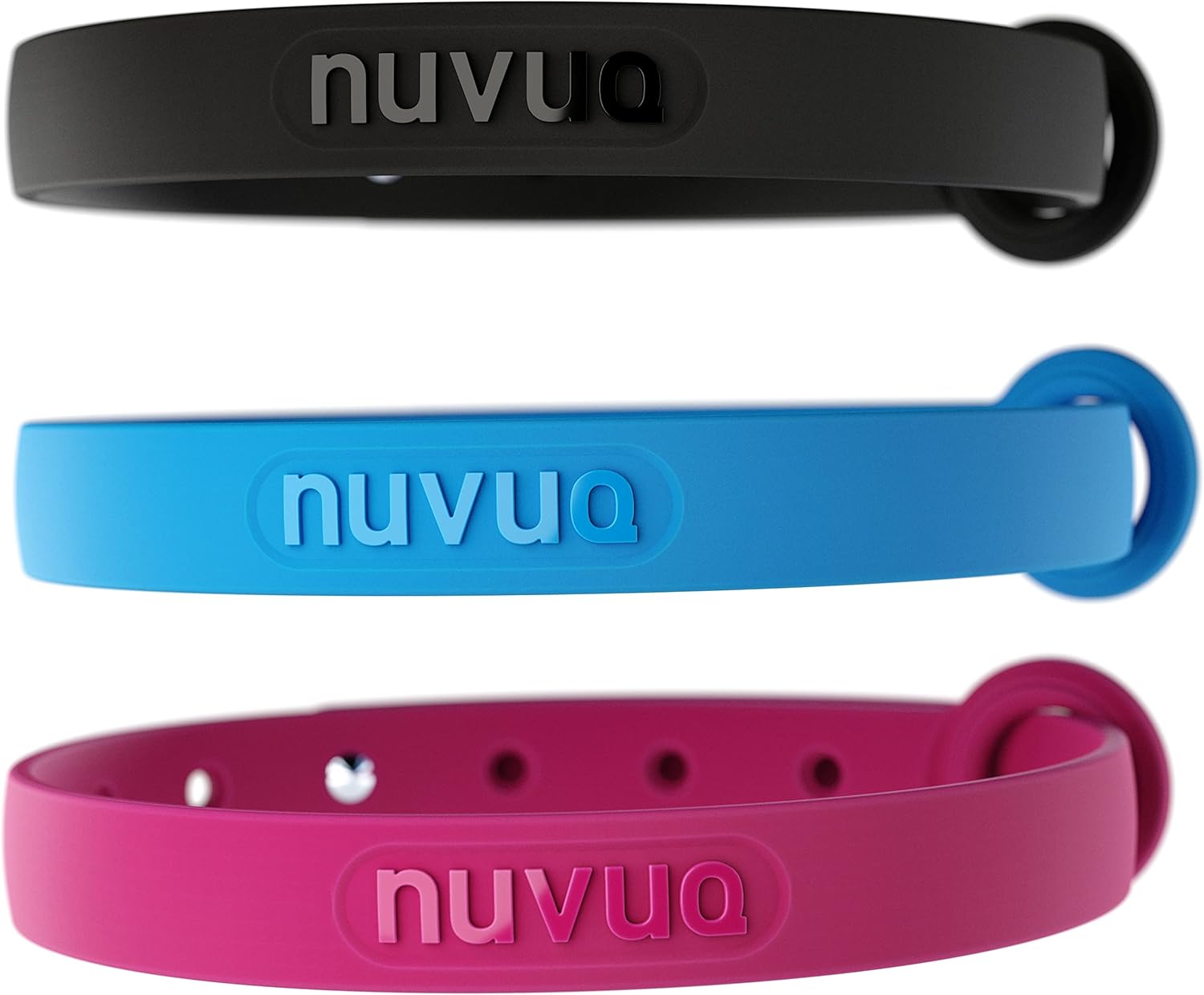 Soft black rubber cat collar with attachment ring for name tags and bells