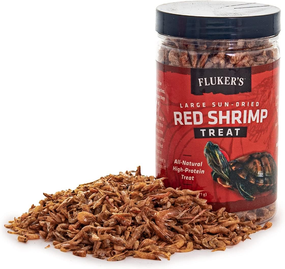 Fluker's All Natural Large Sun-Dried Red Shrimp front view jar for reptile food