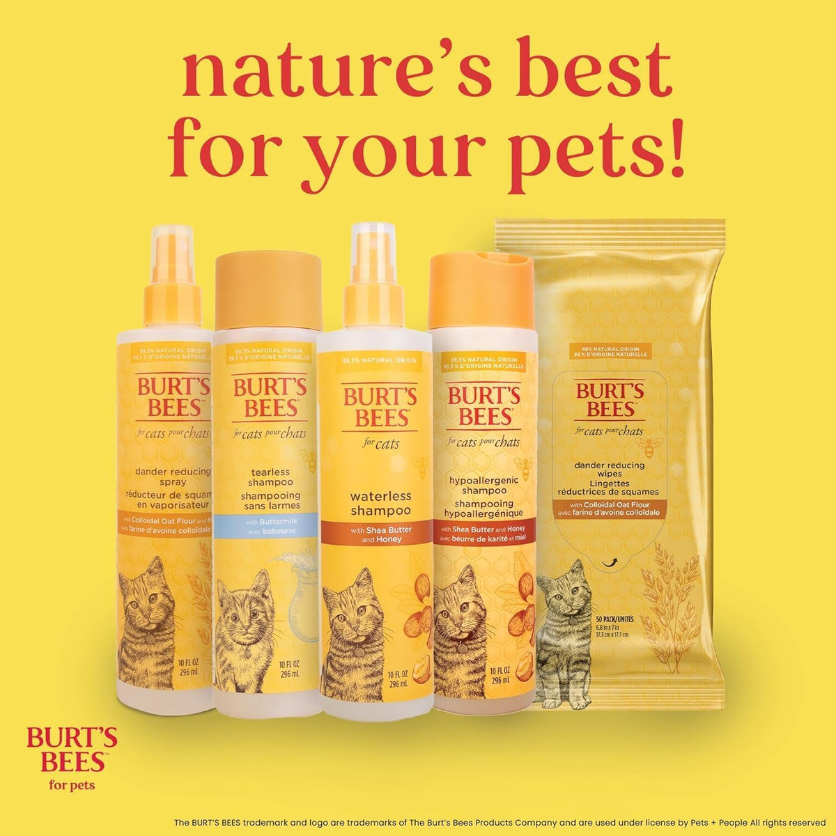 Burt's Bees for Pets dander reducing wipes for kittens and cats