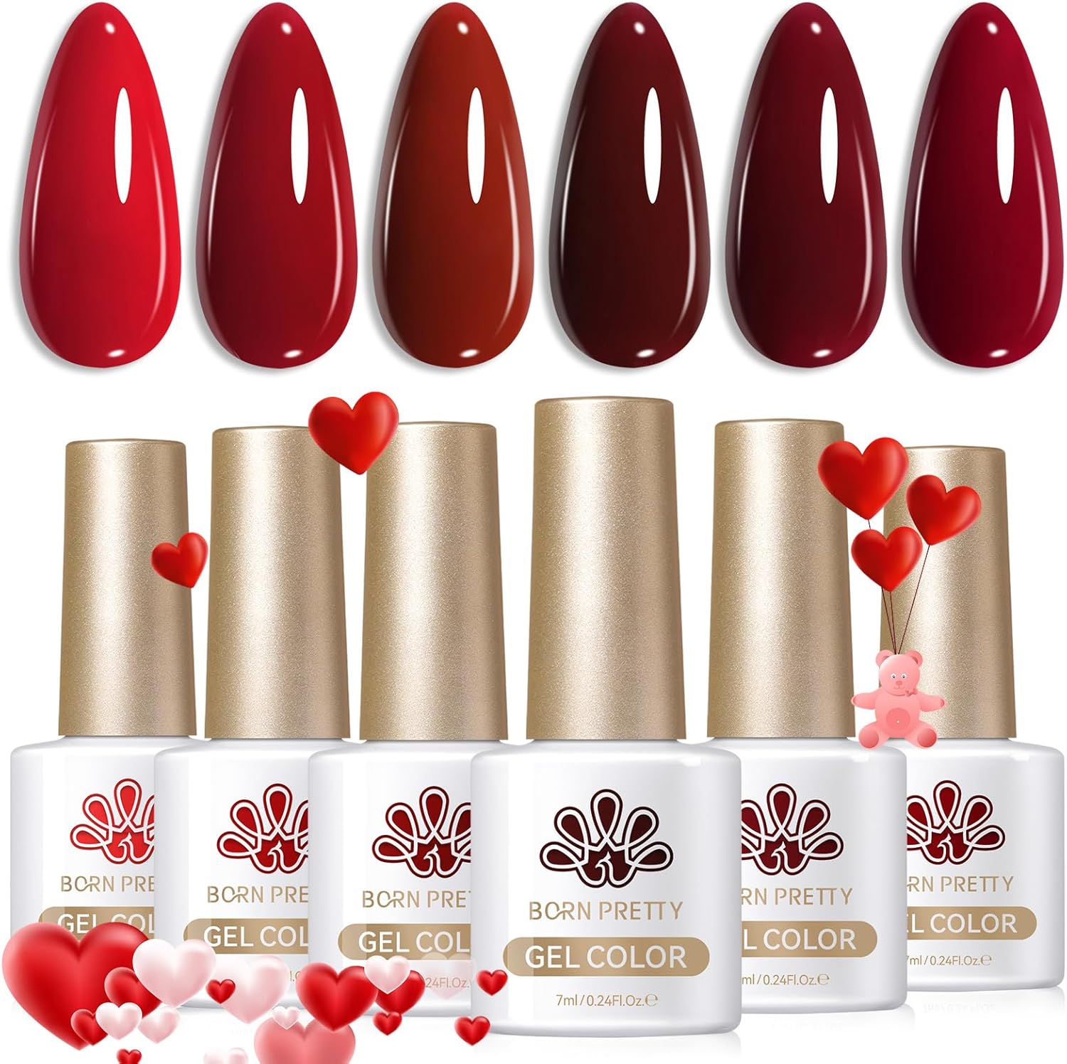 Born Pretty Red Gel Nail Polish Set front view