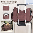 Open pet carrier purse showing interior space and mesh ventilation