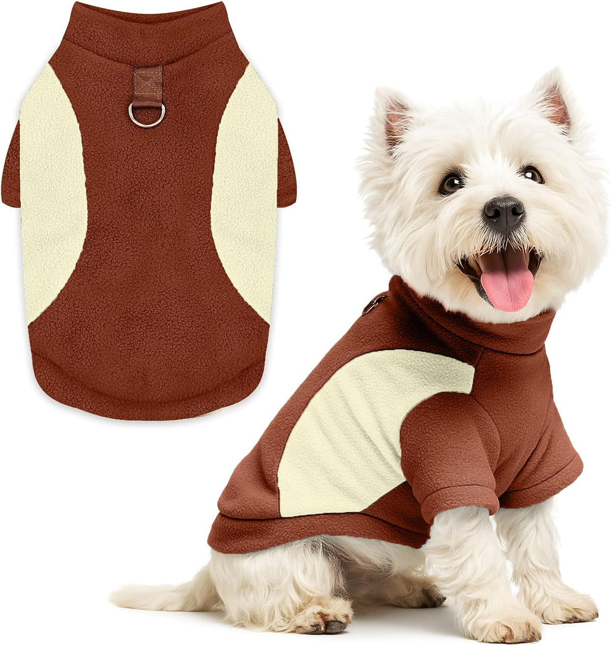 Small Fleece Dog Sweater with Leash Ring Soft Warm Fall Winter Dog Clothes Cute Cat Apparel Puppy Sweaters Classic Pullover Doggy Sweatshirts Chihuahua Costumes Cat Outfits(Red,M) - Image 11