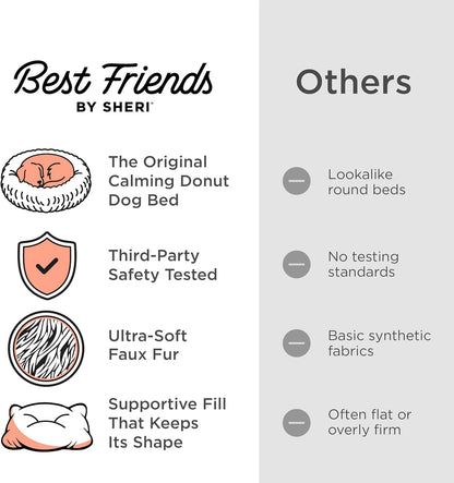 Best Friends by Sheri The Original Calming Donut Dog Bed for Small Dogs up to 25 lbs, Shag Faux Fur, Taupe, 23" x 23" - Image 6