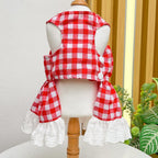 Adjustable pet harness dress with integrated D-ring for small dog breeds