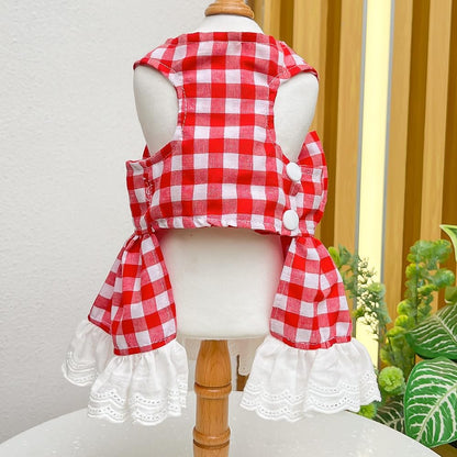 Adjustable pet harness dress with integrated D-ring for small dog breeds
