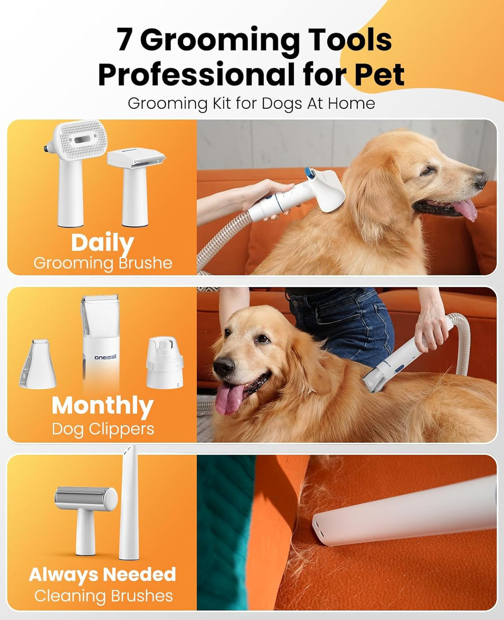 Oneisall seven in one pet grooming kit showcasing the cordless hair clippers.
