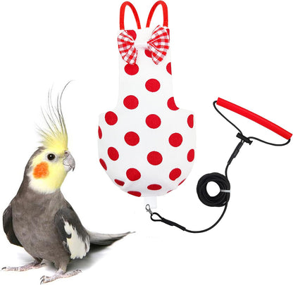 VANFAVORI Bird Diaper Harness Flight Suit Clothes with 80 Inch Flying Leash for Parrots Cockatiel Pet Birds, Denim Blue, S Size, Including A Cotton Pad - Image 13